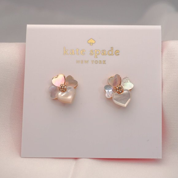 Kate Spade Precious Pansy Studs Earrings + Dust Bag (Brand New)
